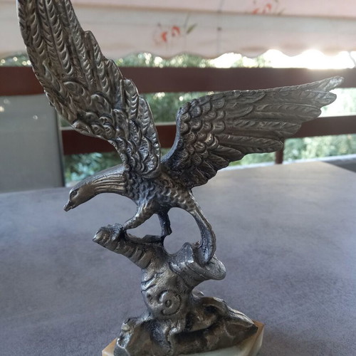 Vintage Metal Eagle Statue on Onyx Base like new
