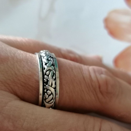 Men's 925 silver ring double band with weave No 68 (US 12)