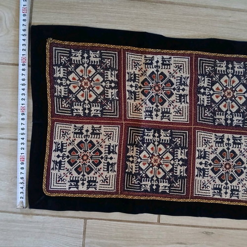 Handmade Table Runner with Traditional Counted Embroidery and Velvet Finish