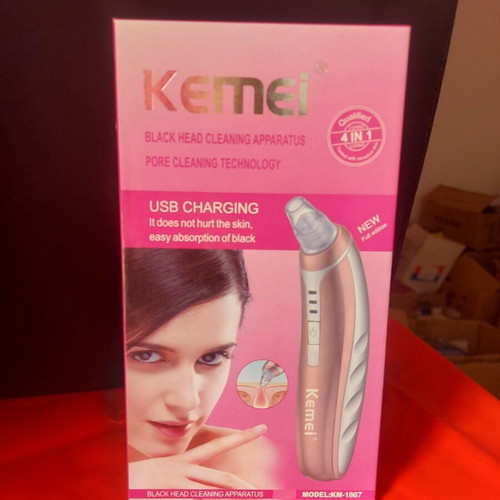 Kemei KM-1867-OEM rechargeable facial cleansing device white silver new