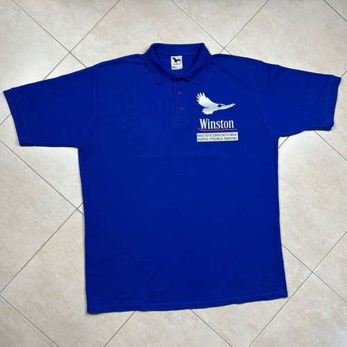 Winston vintage men's short sleeve polo shirt XXL blue promotional used