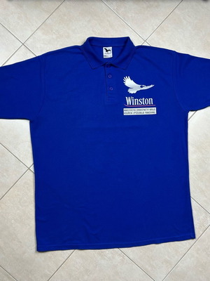Winston vintage men's short sleeve polo shirt XXL blue promotional used