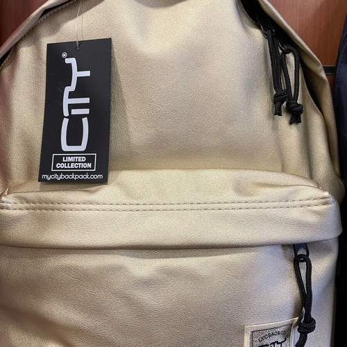City leather backpack gold color new
