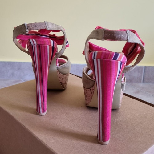 Veneti colorful cork platform sandals size 38