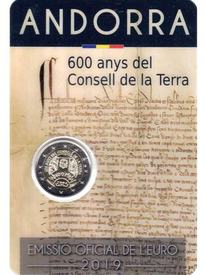 SAC Andorra 2 Euro 2019 UNC Consell de la Terra commemorative