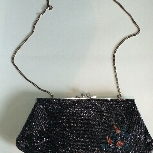 Vintage evening women's shoulder bag used with multicolored beads