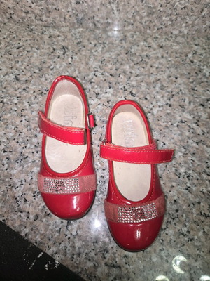 Patent leather ballerina shoes used, red, size 23