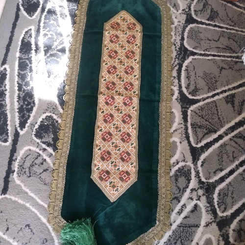 Handmade embroidery with green velvet like new
