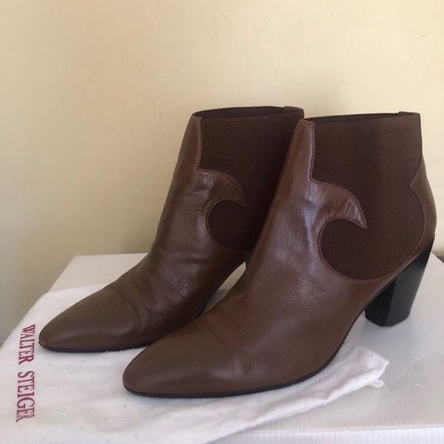 Walter Steiger brown leather ankle boots used, size 41