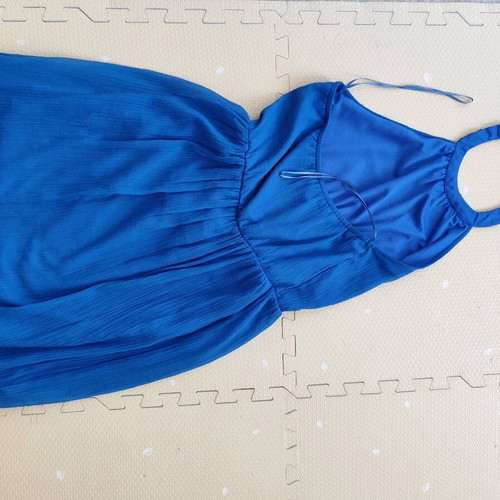 Zara dresses like new, blue satin with fruit print and puff sleeves, blue tie neck, white with lace-up back