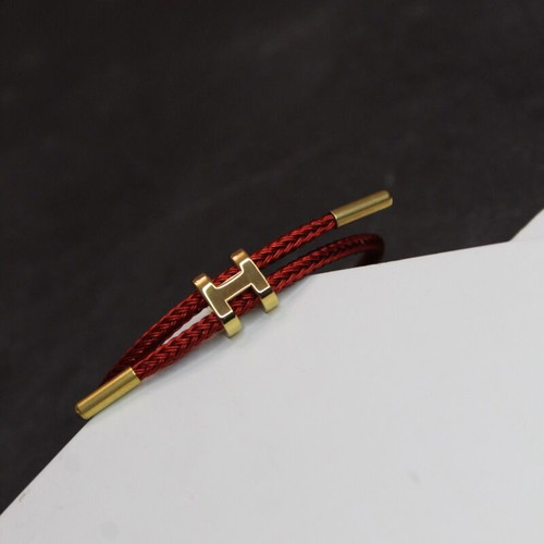Bracelet with gold-plated steel elements, stainless, red