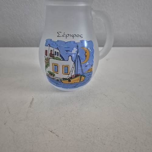 Handmade glass pitcher "Serifos" 0.5L with satin finish