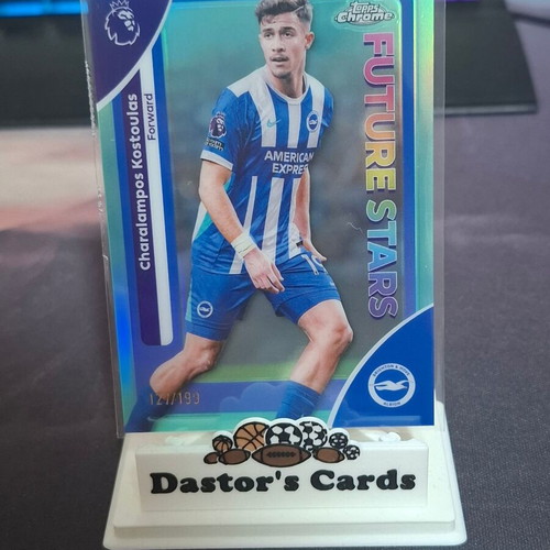 2025-26 Topps Chrome Premier League Charalampos Kostoulas Aqua Refractor card new