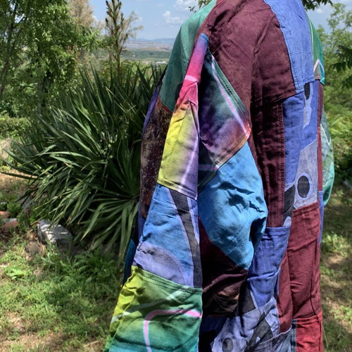 Vintage patchwork poncho new, handmade 90s bohemian style