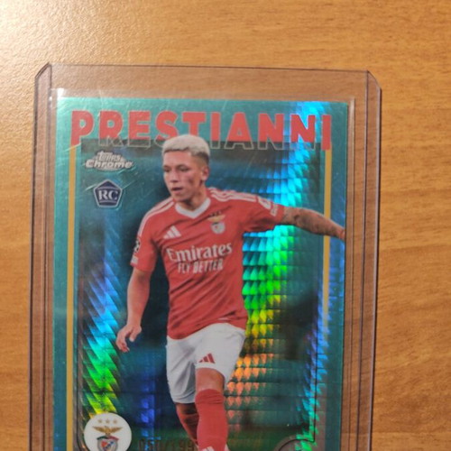2024-25 Topps Chrome UEFA Gianluca Prestianni RC Aqua Prism Numbered 50/199