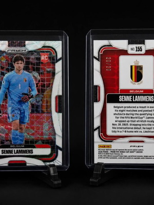 2026 Panini Prizm World Cup Senne Lammens White Wave SSP 20/20 RC Bookend