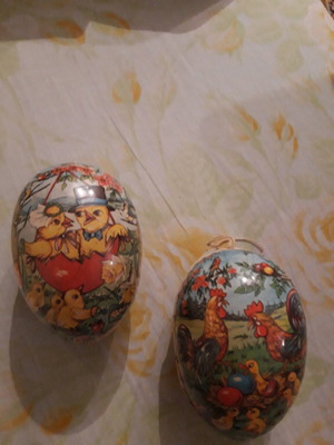 Vintage Easter eggs used, 1960s, set of 2