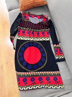 Boho dress colorful with patterns and hearts like new, size S/M