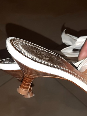 Zara leather sandals used, white with silver and beige, size 40