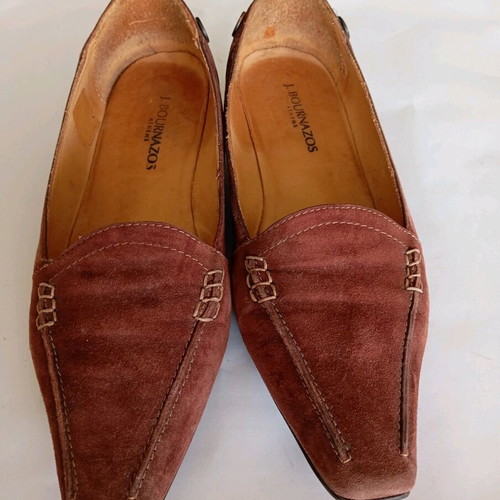 J.Bournazos shoes used size 38, suede leather, burgundy