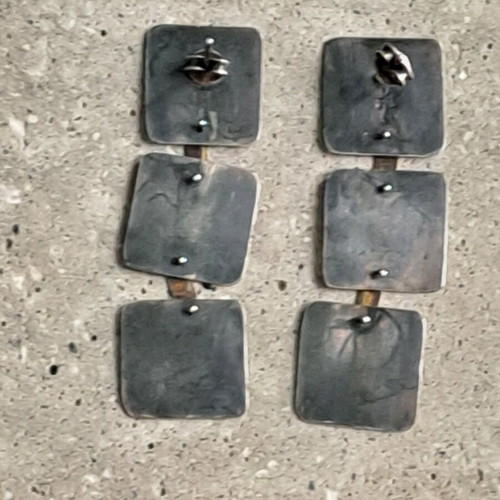 Handmade 925 silver oxidized earrings with geometric elements like new