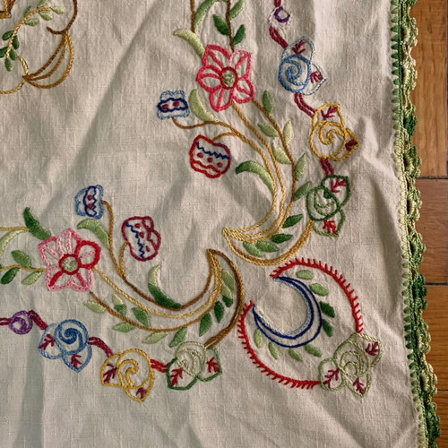 Handmade folk art embroidery used