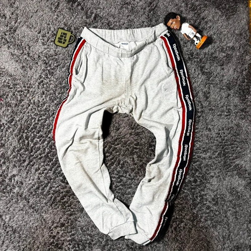 Reebok grey sweatpants with logo stripe, size M