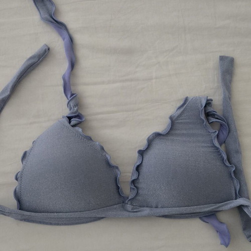 Calzedonia bikini top like new, blue with gold glitter