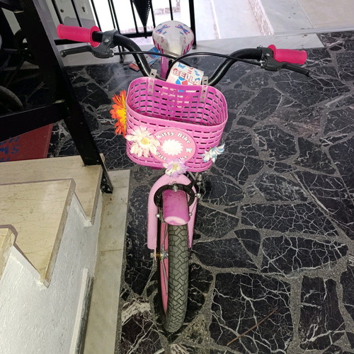 Girl's bicycle 16" wheels used, with basket and stand