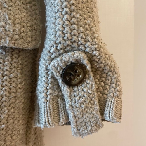 Bershka knitted cardigan with fleece lining and hood, size S, beige