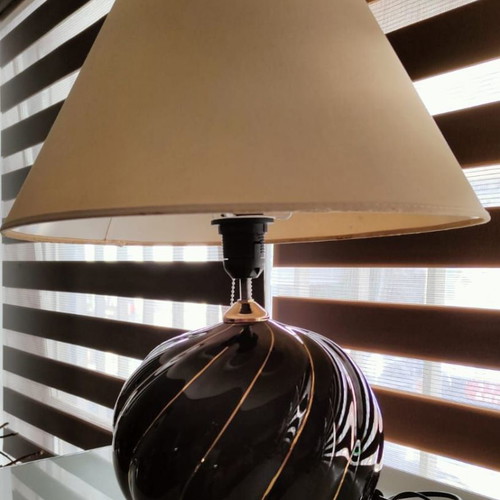 Vintage Italian ceramic table lamp used with gold lines