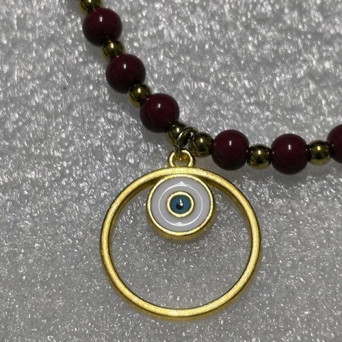 Handmade necklace with glass pearls and gold hematite balls new