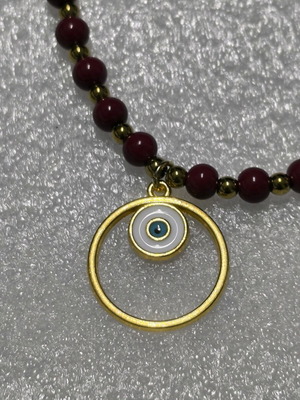 Handmade necklace with glass pearls and gold hematite balls new