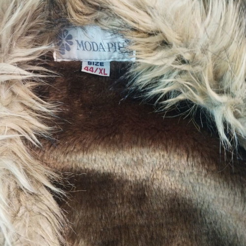 Moda Piu Long Coat like new, warm, with fur trim, brown, XL