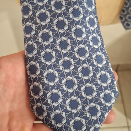 Hermes vintage μπλε μεταξωτή γραβάτα