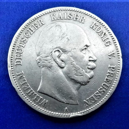 German States Prussia 1876 5 mark coin used