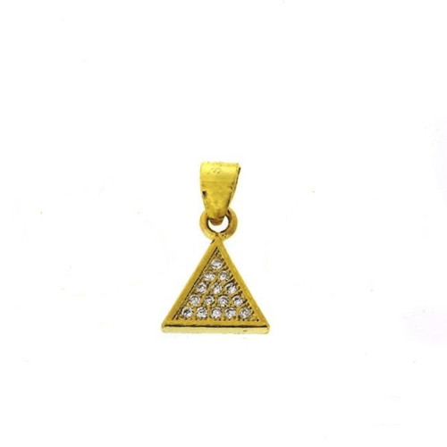 Silver pendant triangle 925° gold plated with white zircons new