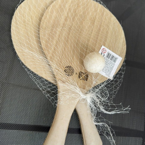 Wooden beach tennis rackets set with ball new