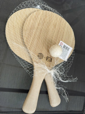 Wooden beach tennis rackets set with ball new