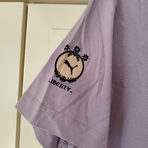 Puma Women x Liberty Tee used, lilac with Liberty prints and embroidery
