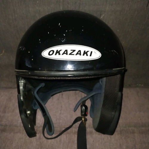Vintage Okazaki motorcycle helmet without visor