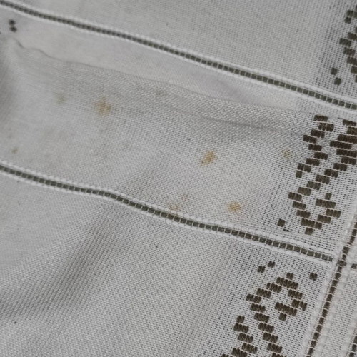 Cretan woven tablecloth new, ecru with khaki-gold patterns