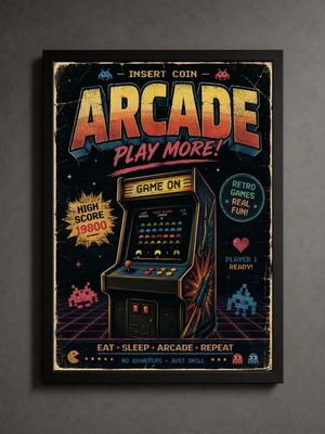 Arcade Games framed poster 30x40cm