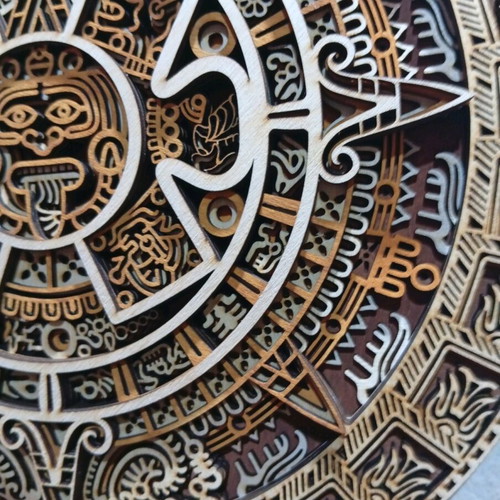 Multilayer Aztec Sun Calendar CNC Laser cut new