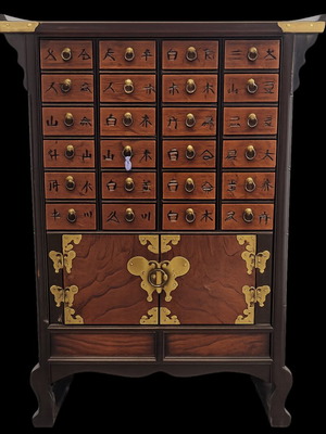 Αυθεντικό Κορεατικό Έπιπλο Φαρμακείου μεταχειρισμένο με 22 συρτάρια και ορειχάλκινα στοιχεία