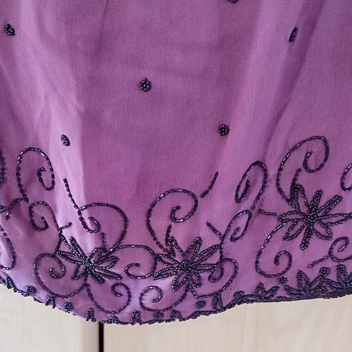 Skirt Large midi new muslin embroidered with beads lilac