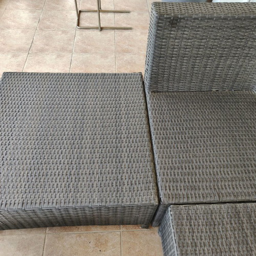 Outdoor corner set with table used, aluminum and rattan