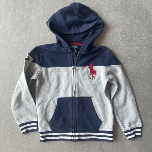 Polo Ralph Lauren Boys' Hoodie Jacket like new, age 7, gray and blue