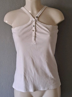 White tank top like new with halter-neck and buttons
