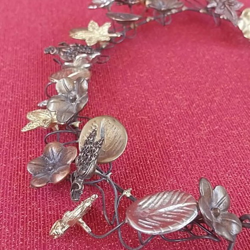 Handmade wreath with copper and bronze decoration like new